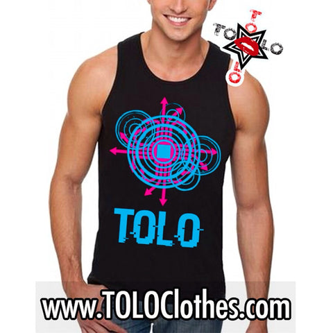 Men's Black Tolo Glitch   Tank Top