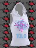 Hooded TOLO Glitch Tank - White